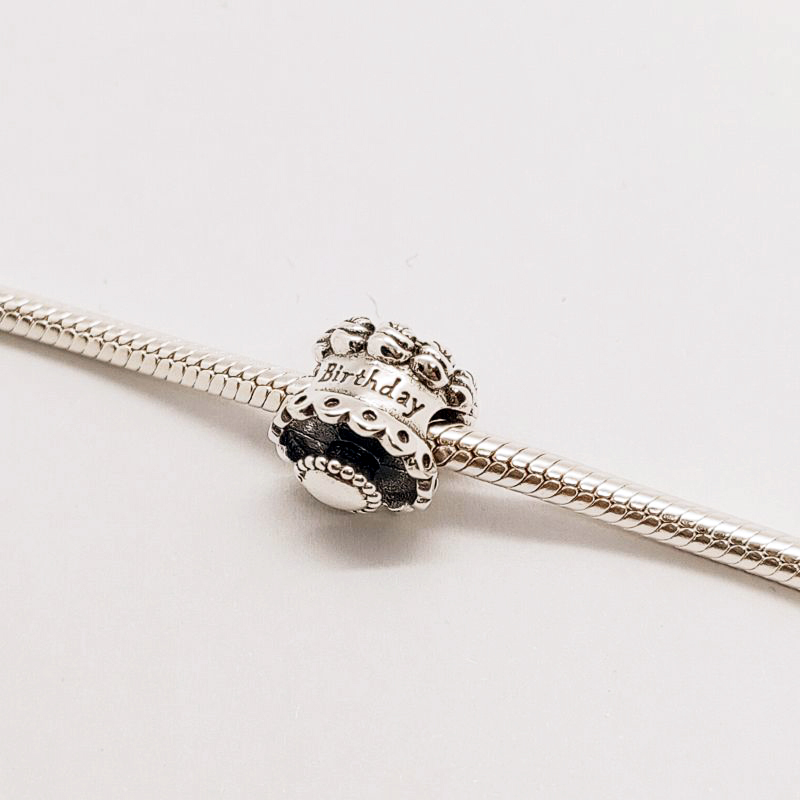 PANDORA SILVER Happy Birthday Celebration Cake CHARM S925 ALE