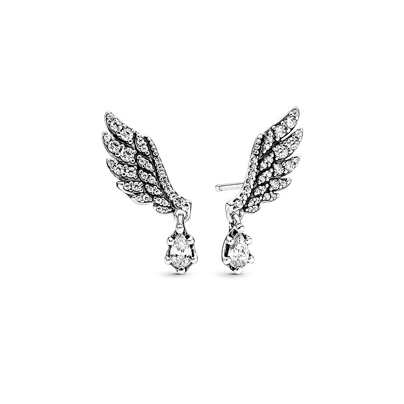 pandora sterling silver dangling angel wings stud earrings