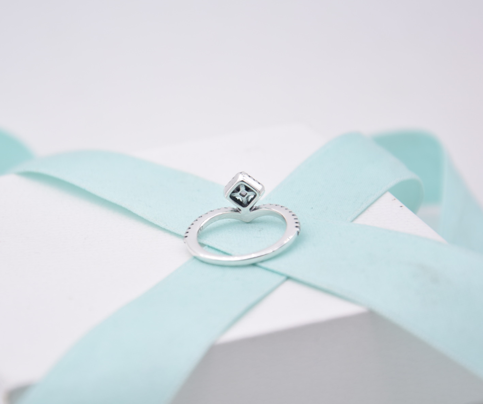 pandora square sparkle wishbone ring