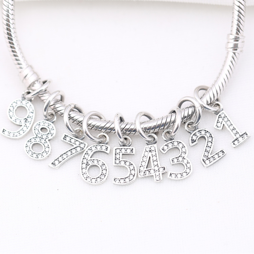 Pandora Number 1 Dangle Charm, Clear CZ