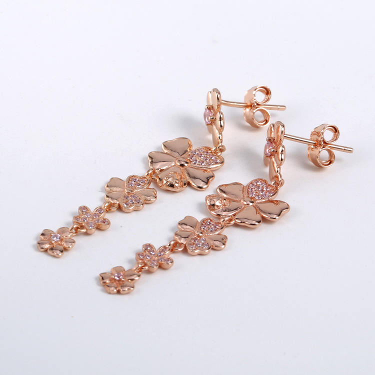 pandora rose gold wildflower meadow pink cz earrings