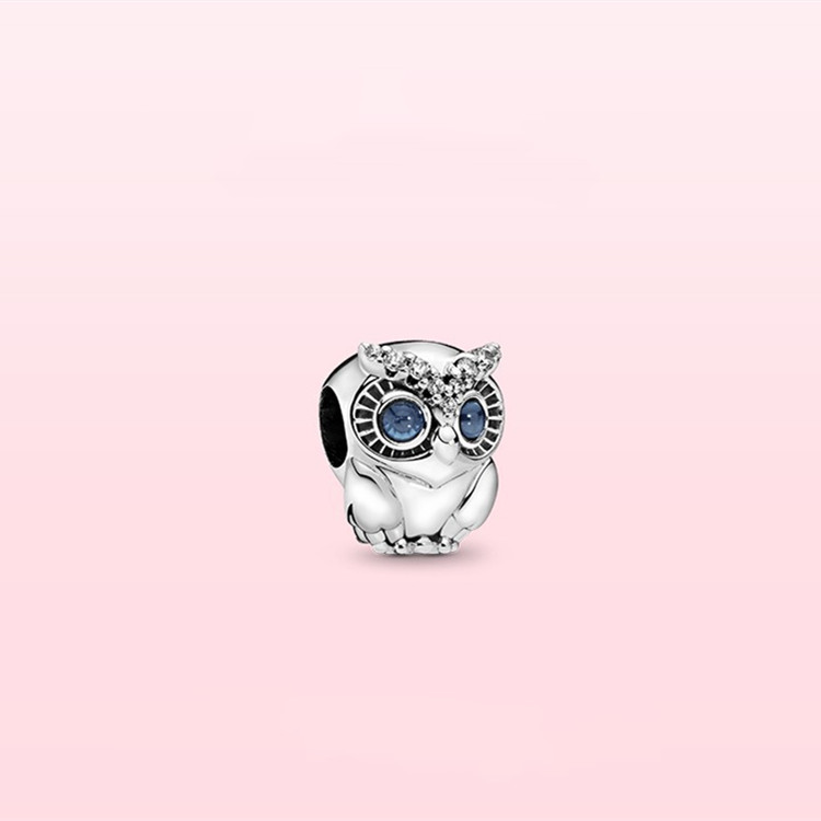 silver pandora sparkling owl charm