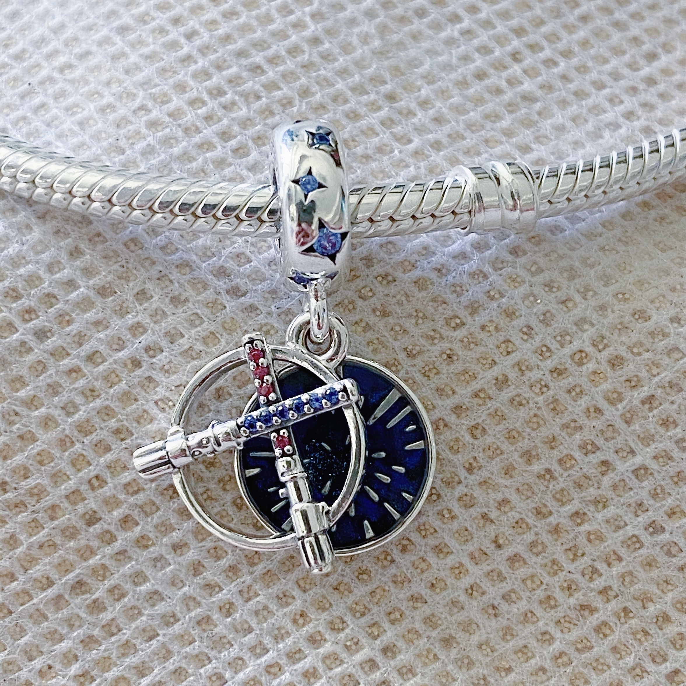 pandora x lightsaber double charm pendant zirconia