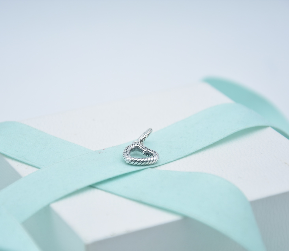 silver pandora snake chain pattern heart charm s925
