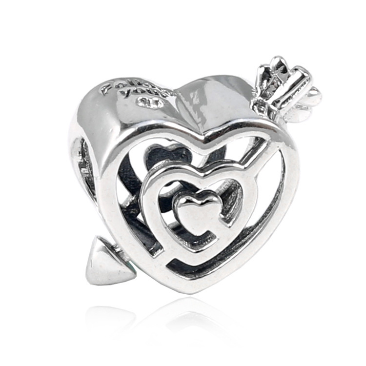 pandora openwork heart labyrinth & arrow charm