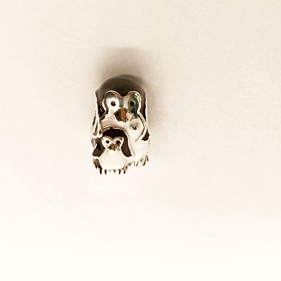 pandora sterling silver & enamel penguins charm