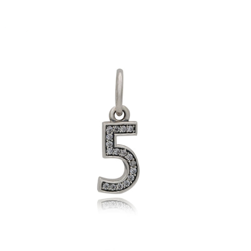 Pandora Number 1 Dangle Charm, Clear CZ