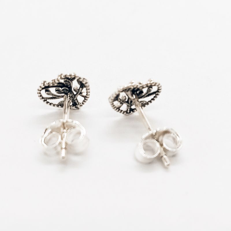 Pandora Silver Family Tree Heart Stud Earrings