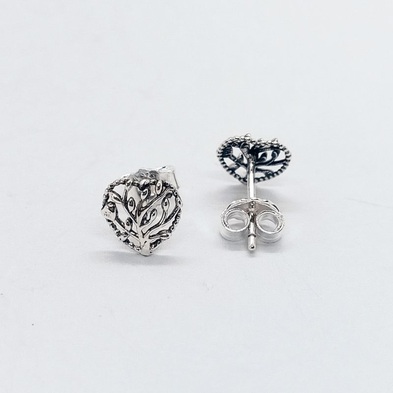 Pandora Silver Family Tree Heart Stud Earrings