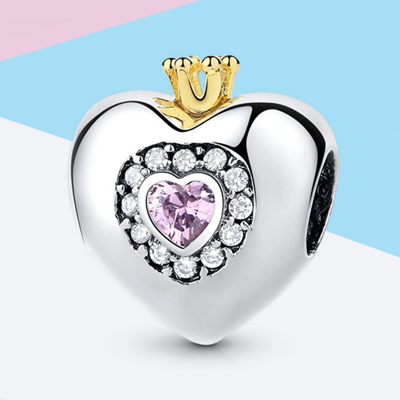 PANDORA Silver Gold Princess Heart Charm
