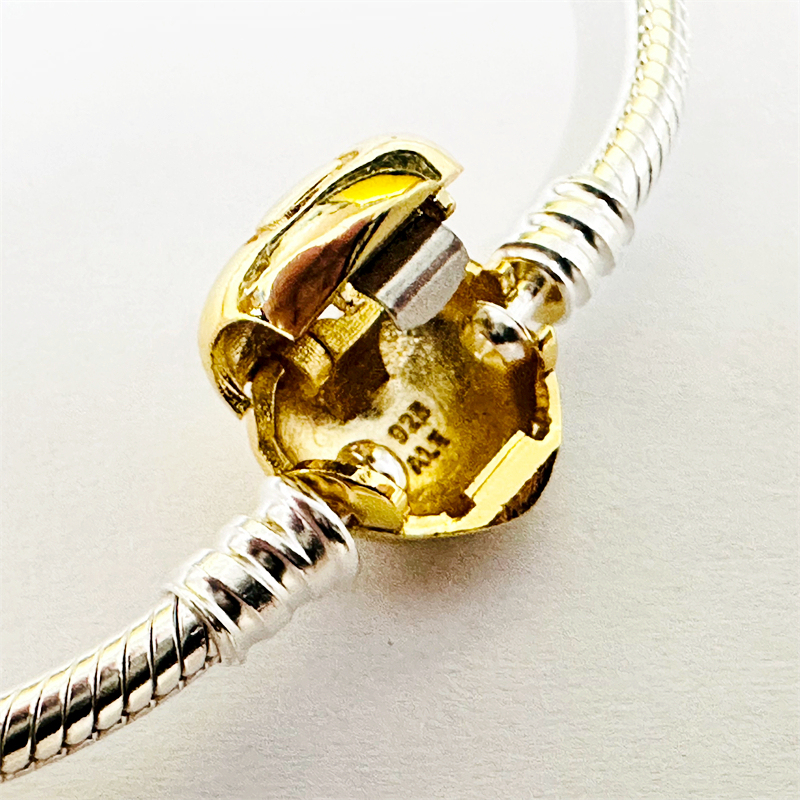 ​​silver gold pandora shine two tone love heart clasp bracelet