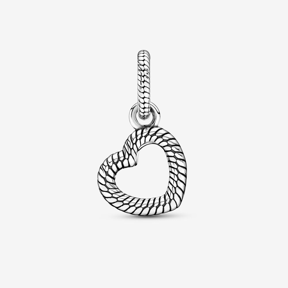 silver pandora snake chain pattern heart charm s925