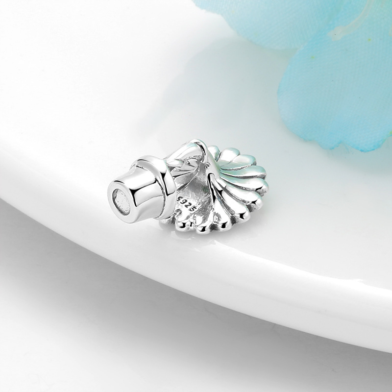925 Sterling Silver White Daisy Flower Pot Cz Charm For Bracelets & Necklace