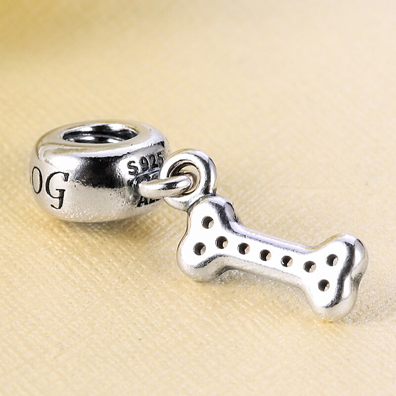 new silver cz pandora i love my dog cute bone pendant pet charm
