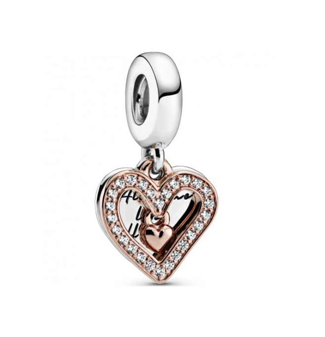 pandora Sparkling Freehand Heart Dangle Charm