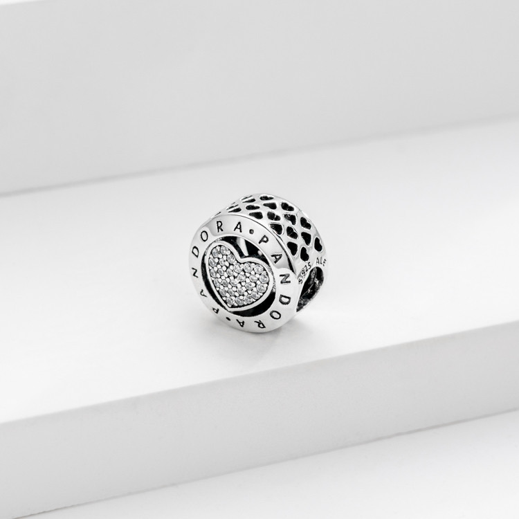 Pandora Signature Heart Charm - Sterling Silver charm