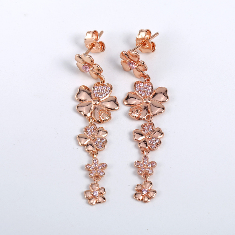 pandora rose gold wildflower meadow pink cz earrings