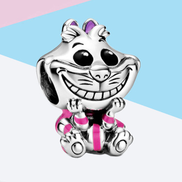 Pandora Silver Charm Alice in Wonderland Cheshire Cat Style