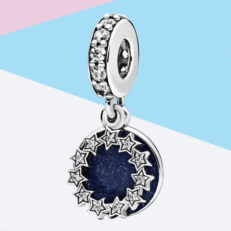 PANDORA Blue Inspirational Stars Pendant Charm Silver S925 ALE