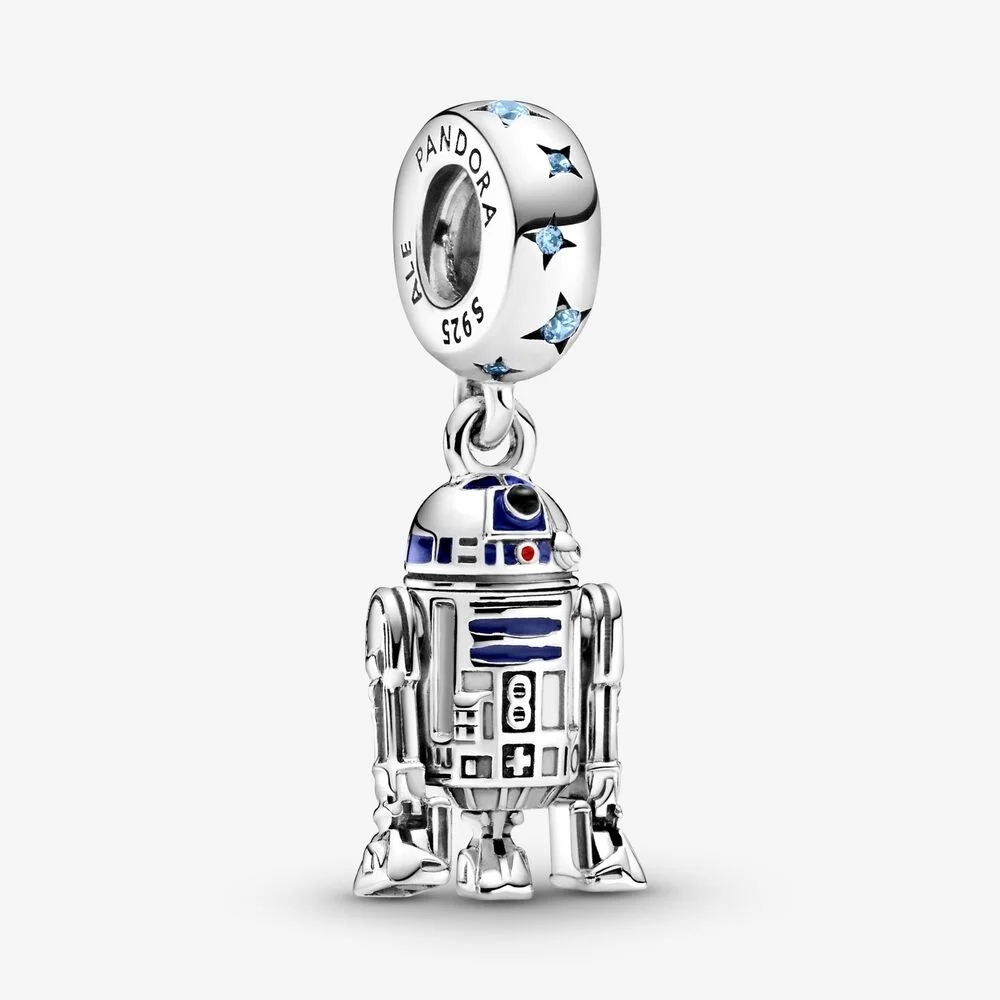 pandora x  r2-d2 charm-anhänger blue zirkonia emaille
