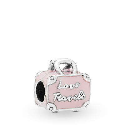 pandora sterling silver pink travel bag charm