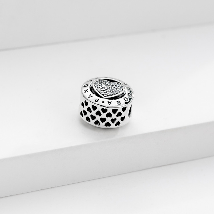 Pandora Signature Heart Charm - Sterling Silver charm