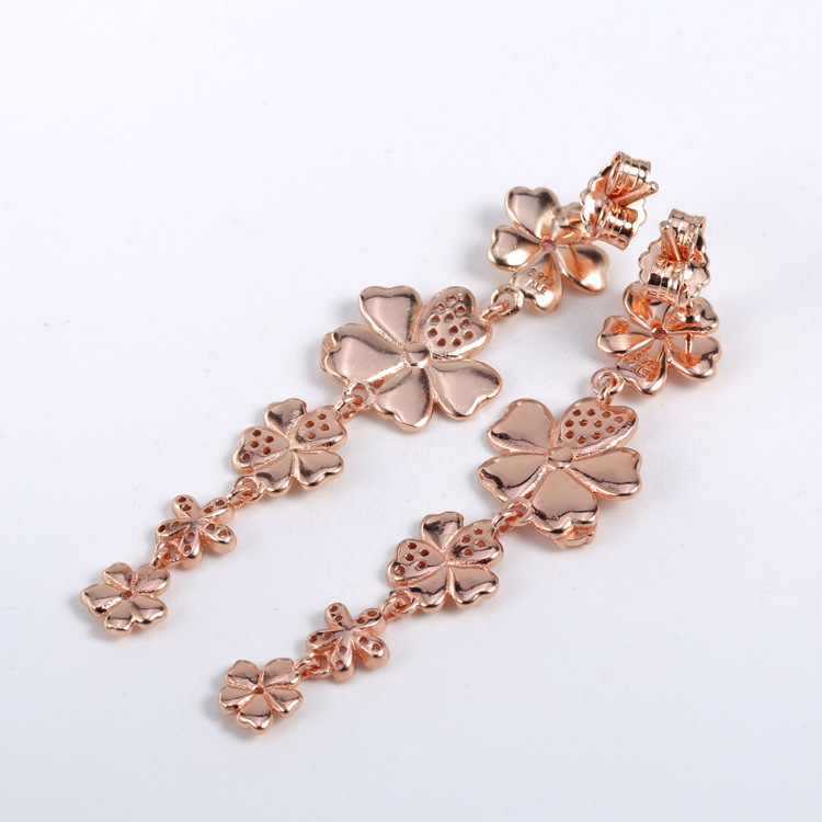 pandora rose gold wildflower meadow pink cz earrings