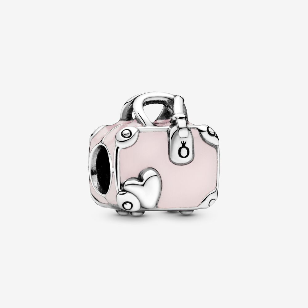 pandora sterling silver pink travel bag charm