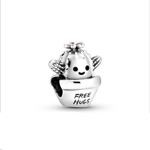 Pandora Sterling Silver Free Hugs Cactus Love Charm Flower Pot bead