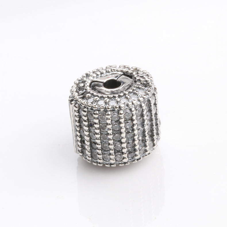 pandora silver charm pave barrel clip