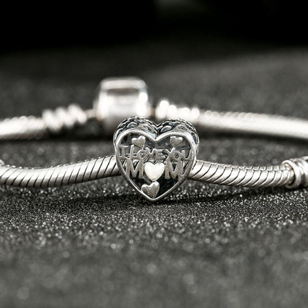 Pandora Charm S925 I Love You Mom MUM Heart Silver Sterling mothers day