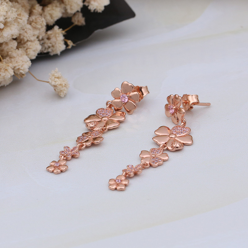 pandora rose gold wildflower meadow pink cz earrings