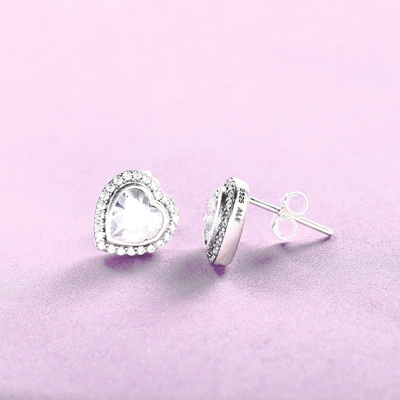 Pandora Silver Sparkling Hearts Stud Earrings