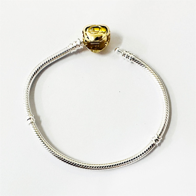 ​​silver gold pandora shine two tone love heart clasp bracelet