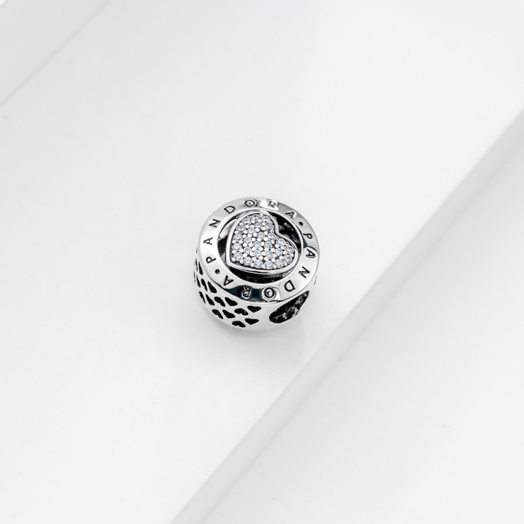 Pandora Signature Heart Charm - Sterling Silver charm