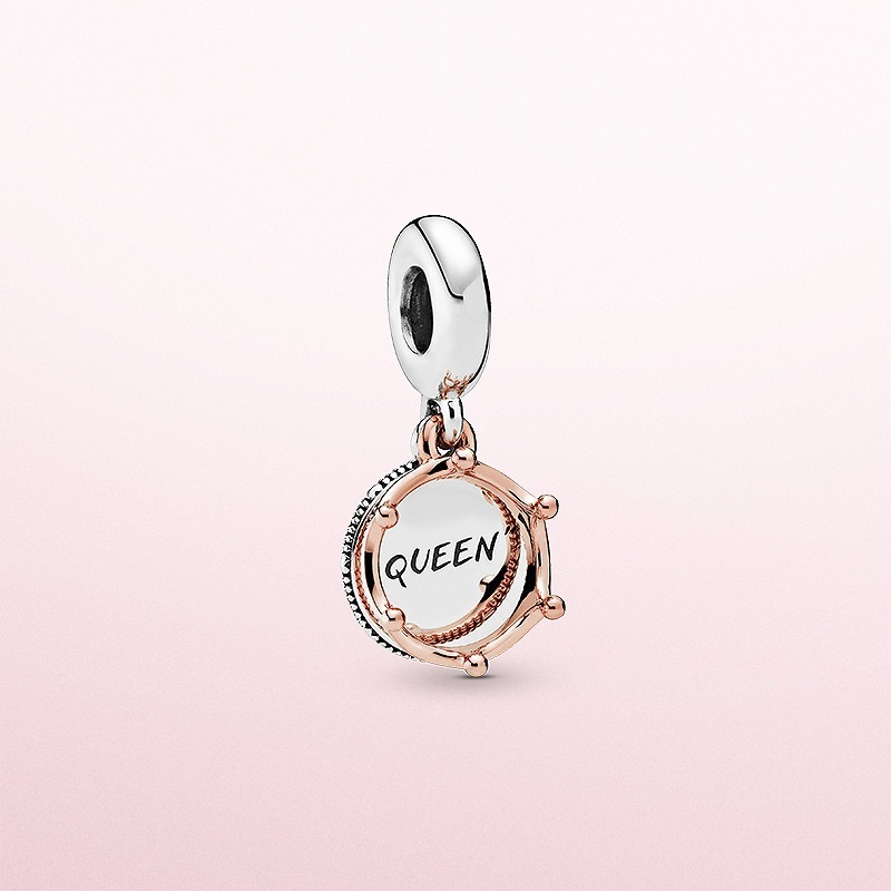 Silver & Rose Gold Pandora Queen & Regal Crown Pendant Charm
