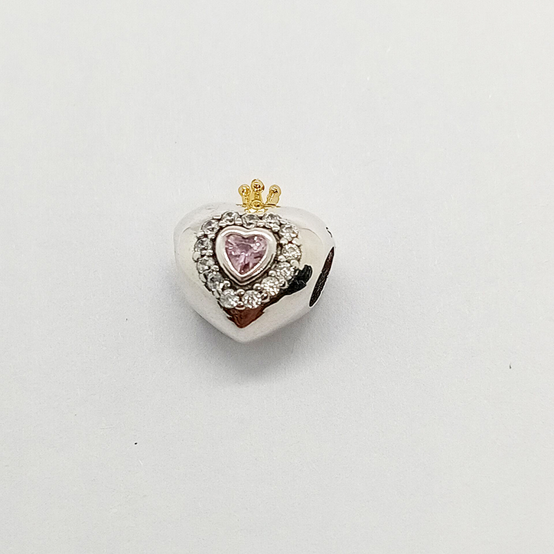 PANDORA Silver Gold Princess Heart Charm