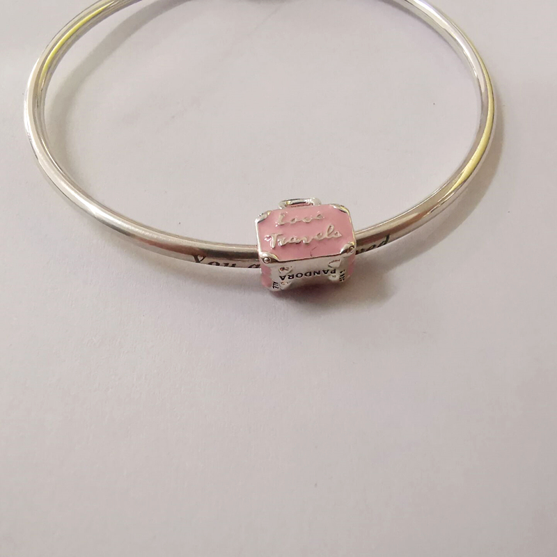 pandora sterling silver pink travel bag charm