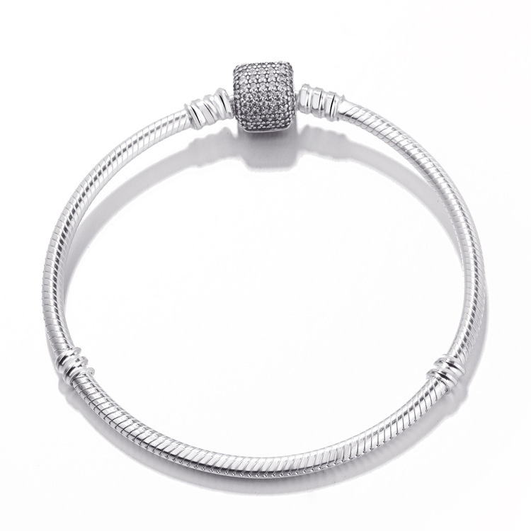 Pandora Silver Jewelry Chain Bracelet Heart Clasp Charm Snake Fashion