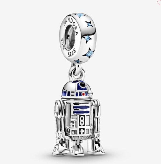 pandora x  r2-d2 charm-anhänger blue zirkonia emaille