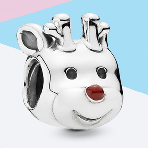 Silver PANDORA Christmas Red-nosed Reindeer Charm