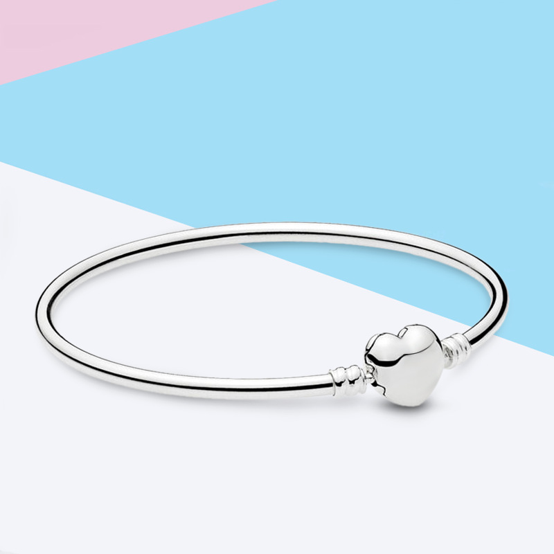 Silver PANDORA Engraved "You are so loved" Bracelet Heart Bangle