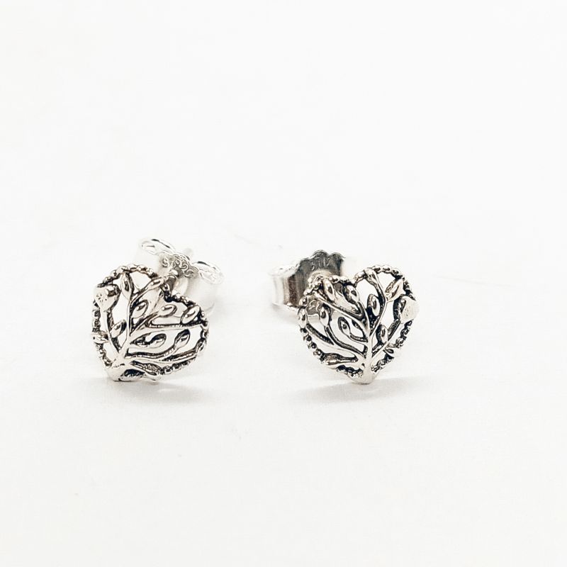 Pandora Silver Family Tree Heart Stud Earrings