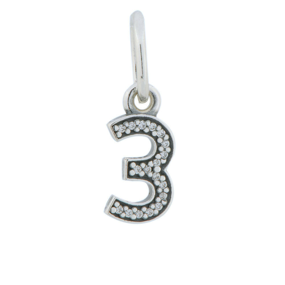 Pandora Number 1 Dangle Charm, Clear CZ