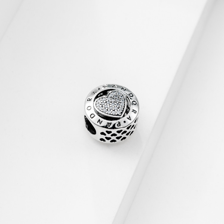 Pandora Signature Heart Charm - Sterling Silver charm
