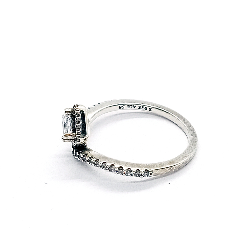 pandora square sparkle wishbone ring