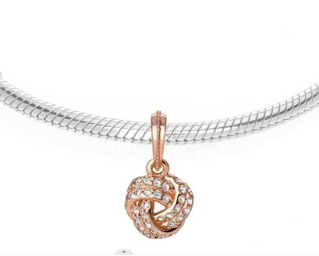 Pandora Rose Gold Sparkling Love Knot Pendant Charm