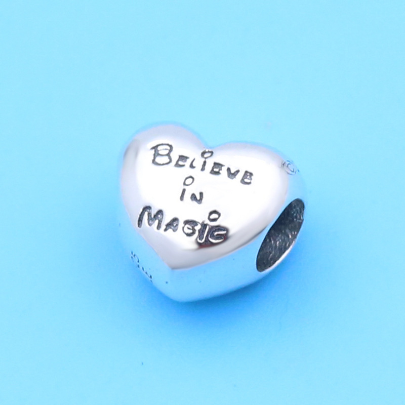 925 silver  minnie mickey mouse kiss kissing love believe in magic charm