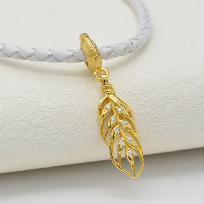 pandora gold shine wheat grain dangle charm