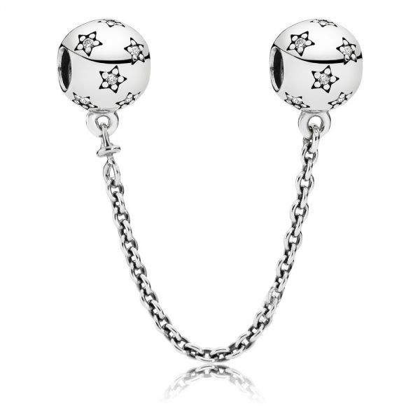 Star Safety Chain For Charm Bracelets 925 Sterling Silver charm